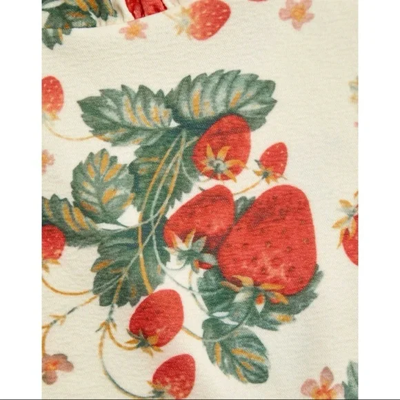 Cider Strawberry Floral Lace Trim Bow Midi Dress Fairy Cottagecore Coquette NEW! - Picture 4 of 16